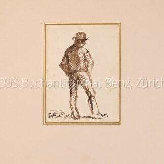 Steinlen, Théophile Alexandre (1859-1923); Schweizer Künstler. - Mann mit Hut von hinten.