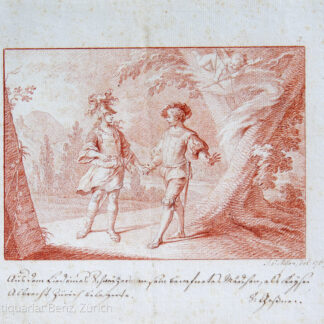 Gessner, Salomon (1730–1788): - Mann und zwei Jünglinge am Bach.