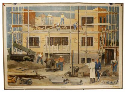 Bieri, Carl  (1894-1962): - Maison en construction - Bauplatz - Cantiere di construzione.