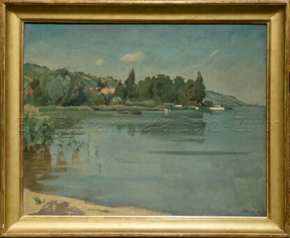 Bosshart, Ernst (1879–1951): - Seelandschaft mit Hügel im Hintergrund.