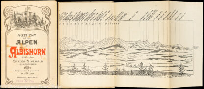 Hüni, M.: - Aussicht auf die Alpen vom Albishorn 915 M. ü. Meer. Station Sihlwald (Sihltthalbahn). Aufgenommen und gezeichnet von M. Hüni.