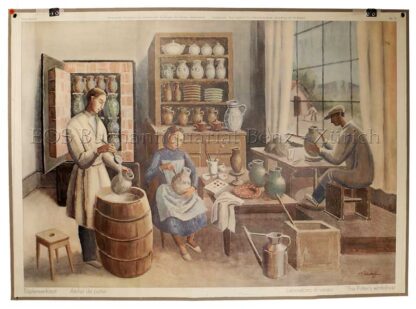 Bischoff, Henry (1882-1951): - Töpferwerkstatt - Atelier de potier - Laboratorio di vasaio - The Potter's workshop.