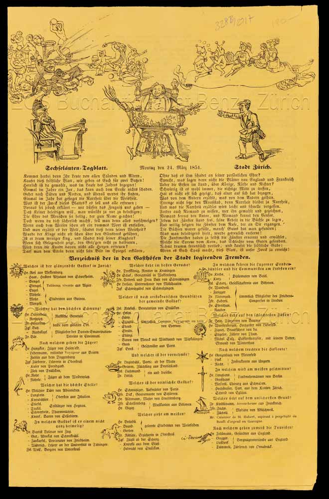 - Sechseläuten-Tagblatt. Stadt Zürich. Montag den 24. März 1851.