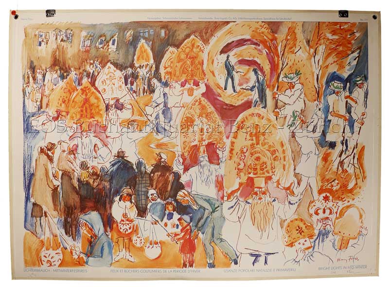 Fries, Hanny (1918-2009): - Lichterbrauch-Mittwinterfestkreis - Feux et bûchers coutumiers de la période d'hiver - Usanze popolari natalizie e primaverili Bright lights im mid-winter.