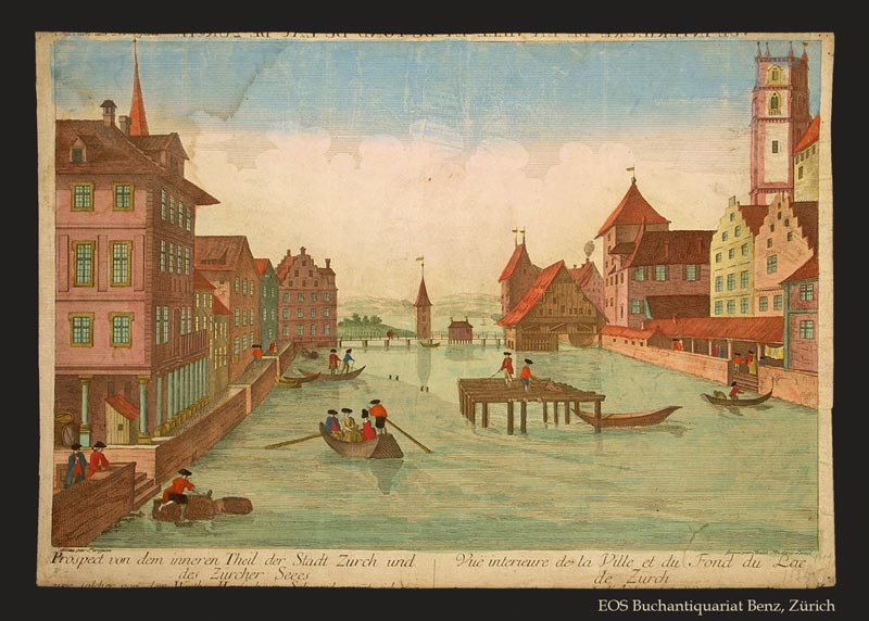 Perignon: - Prospect von dem inneren Theil der Stadt Zürch und des Zürcher Sees (...) Vue interieure de la ville du fond du lac de Zürch (...)