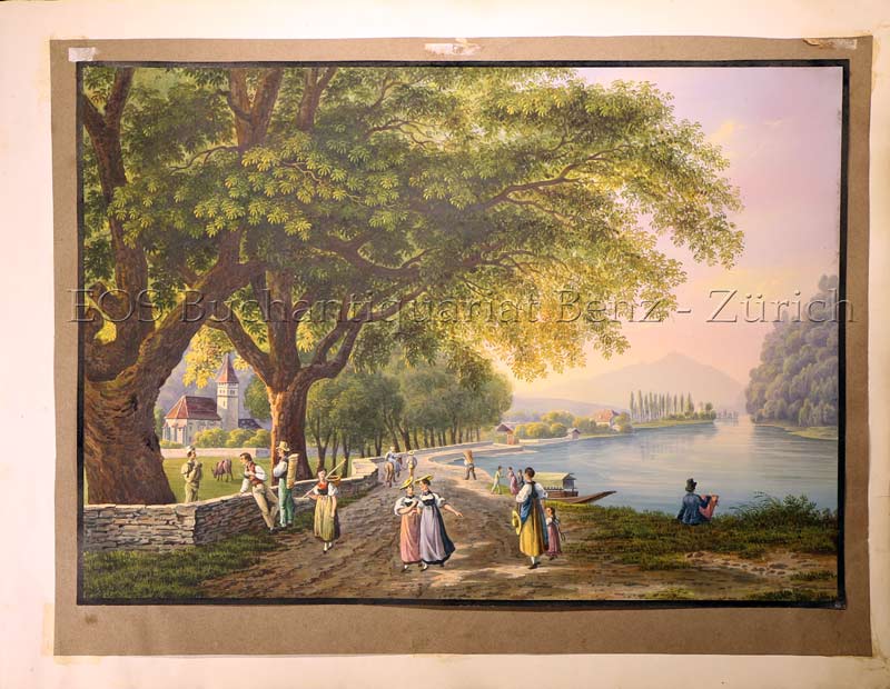 - Interlaken - Park mit Thunersee, Kirche und Niesen