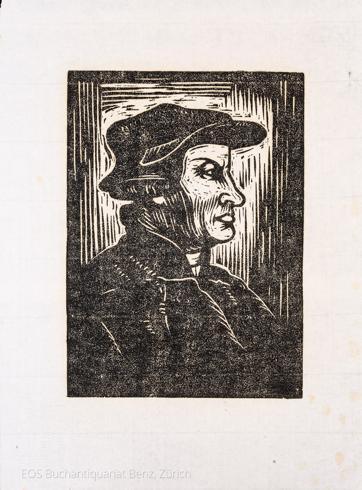 Bosshart, Ernst (1879–1951): - Portrait von Ulrich Zwingli (Brustbild im Profil).