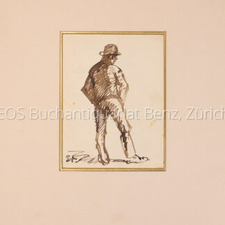 Steinlen, Théophile Alexandre (1859-1923); Schweizer Künstler. - Mann mit Hut von hinten.