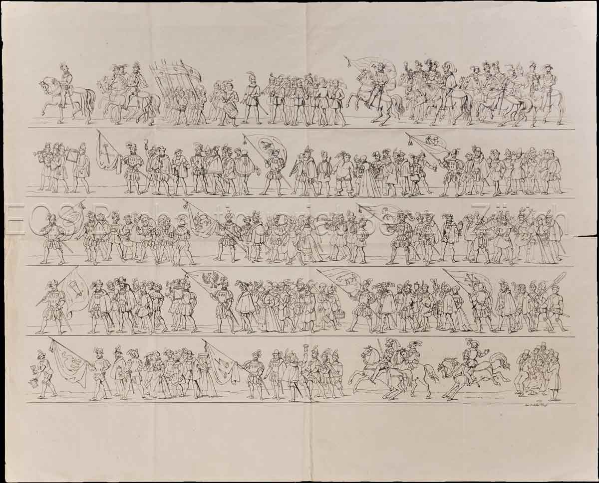 - Beschreibung des festlichen Umzuges der vereinigten Zünfte. Die Theevisite am 7. April 1839.