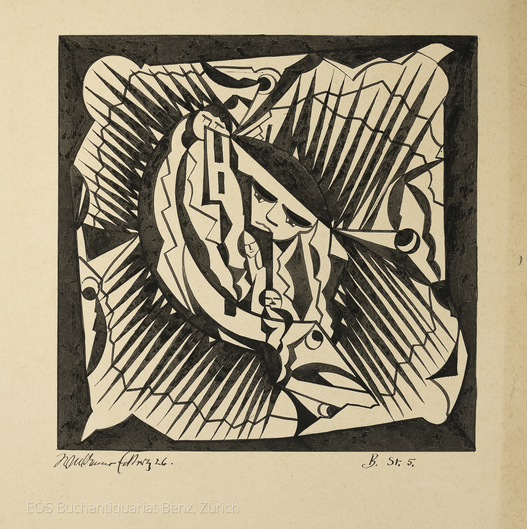 Eckertz, Waldemar (1878–1947): - (Köpfe im Zentrum, aussen Zackenmuster).