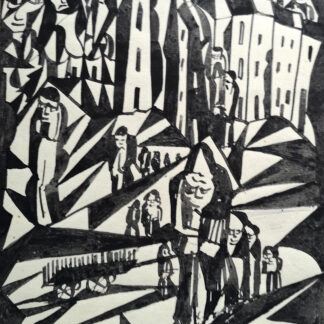 Eckertz, Waldemar (1878–1947): - (Häuserzeilen, dazwischen Personen und ein Wagen).