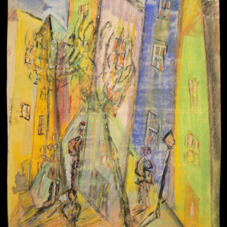 Eckertz, Waldemar (1878–1947): - (Stadt mit Person und Baum im Vordergrund)