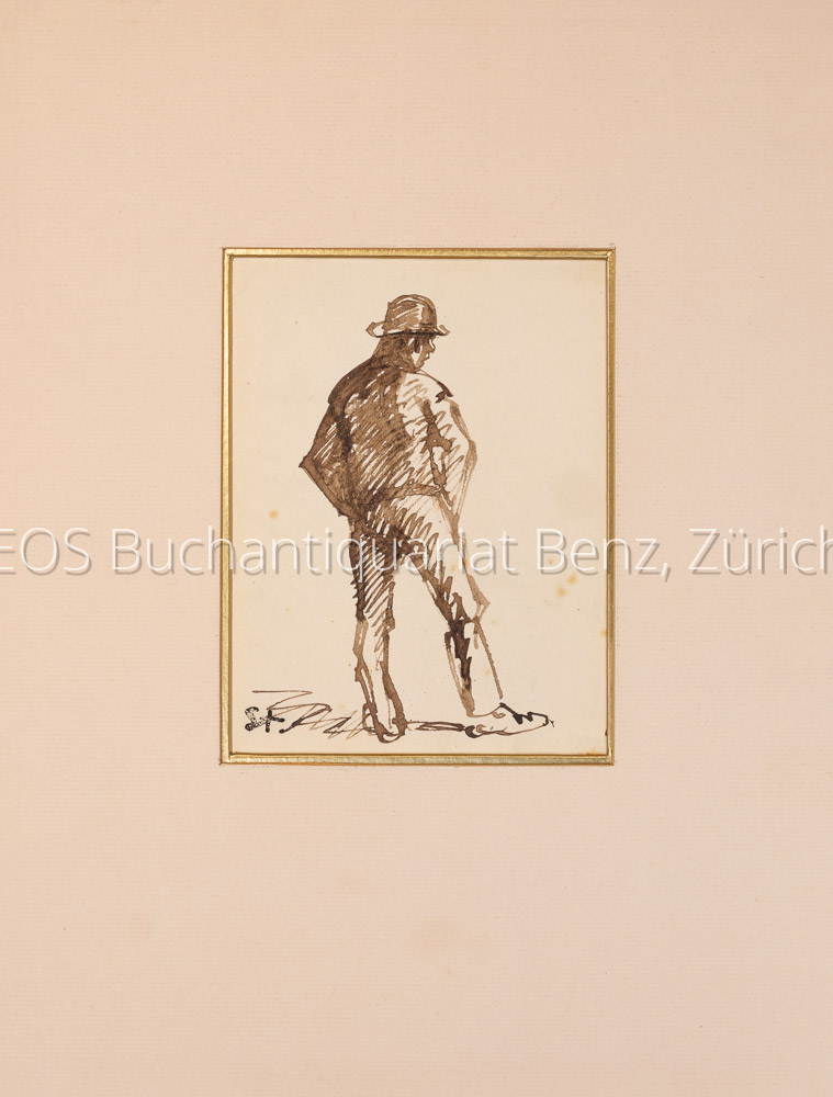 Steinlen, Théophile Alexandre (1859-1923); Schweizer Künstler. - Mann mit Hut von hinten.