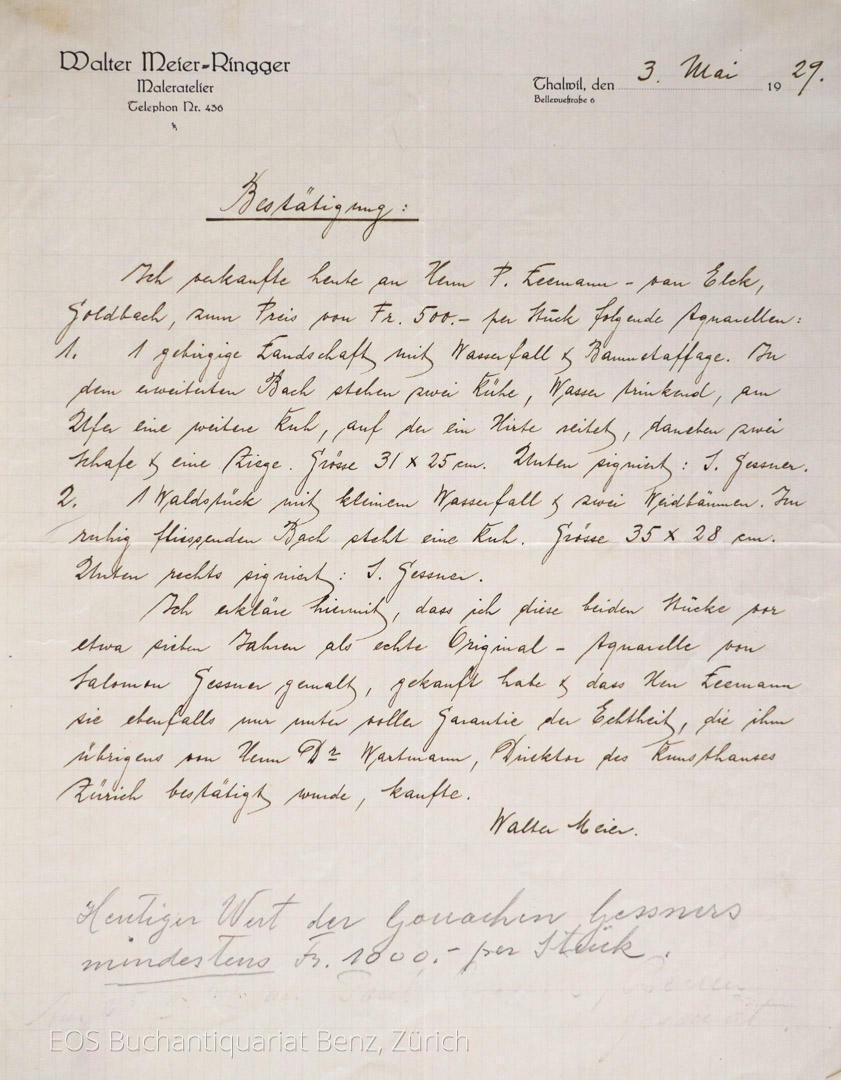 Gessner, Salomon (1730–1788): Mann und zwei Jünglinge am Bach. - Image 2