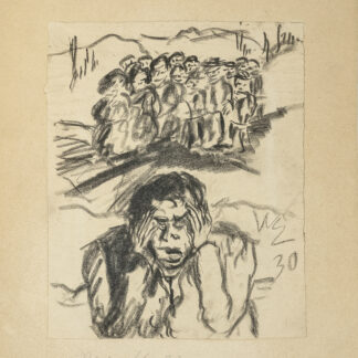 Eckertz, Waldemar (1878–1947): - Gestalt im Vordergrund, Menschengruppe im Hintergrund.