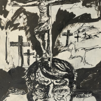 Eckertz, Waldemar (1878–1947): - Kreuzigung und Männerkopf. Mit Kreuzen im Hintergrund.
