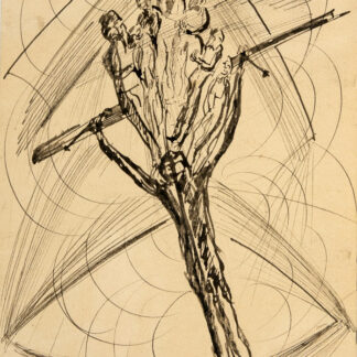 Eckertz, Waldemar (1878–1947): - Kreuzigung mit 6 Personen und Jesus am Kreuz.