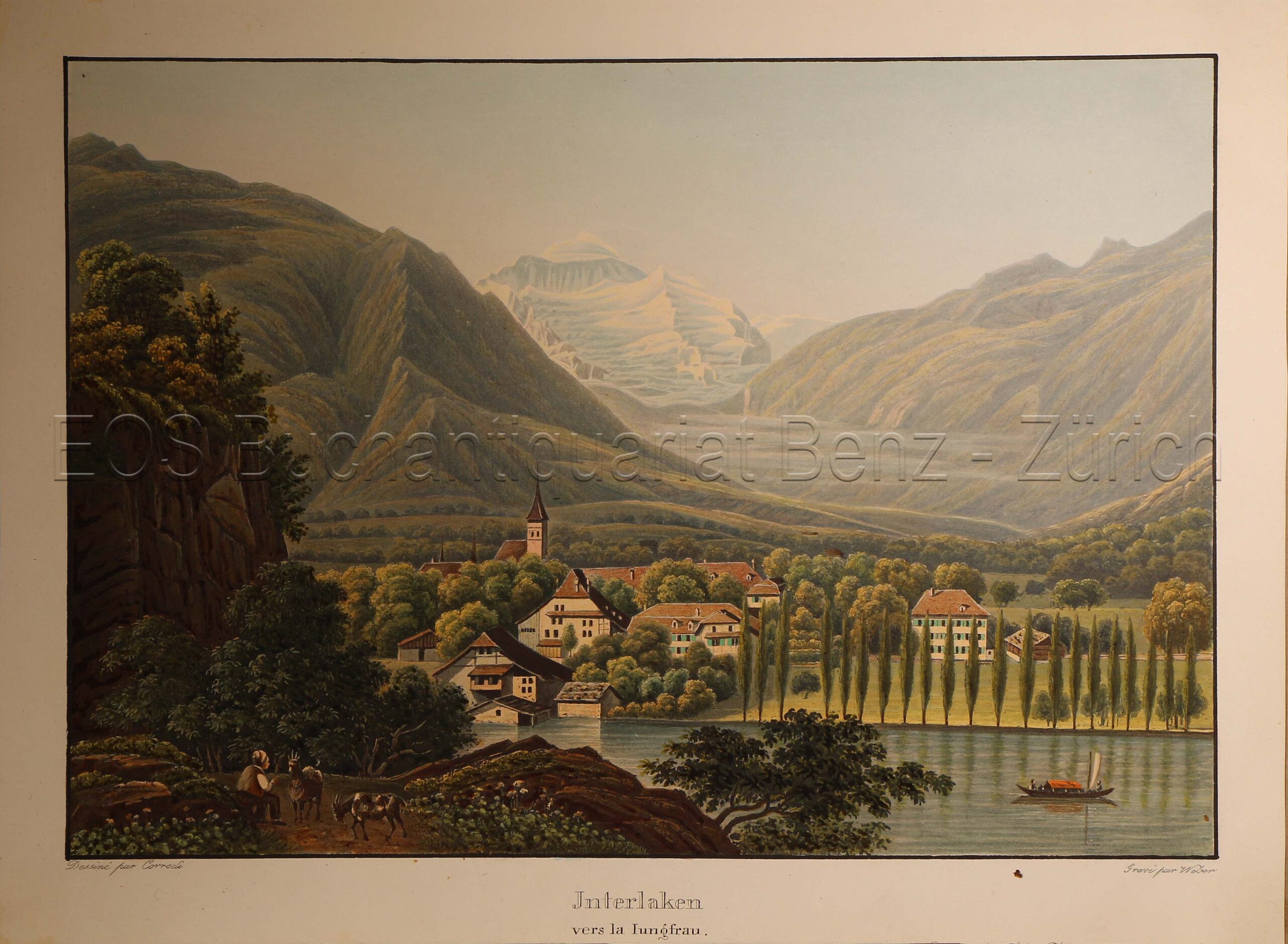Corrodi, Salomon (1810-1892): - Interlaken vers la Jungfrau.