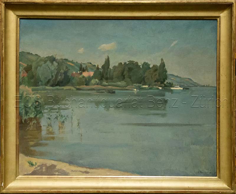 Bosshart, Ernst (1879–1951): - Seelandschaft mit Hügel im Hintergrund.
