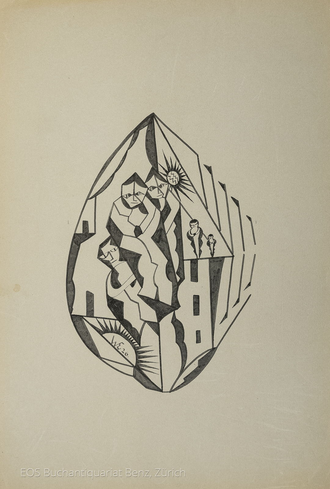 Eckertz, Waldemar (1878–1947): - (Fünf Personen und zwei Sonnen)