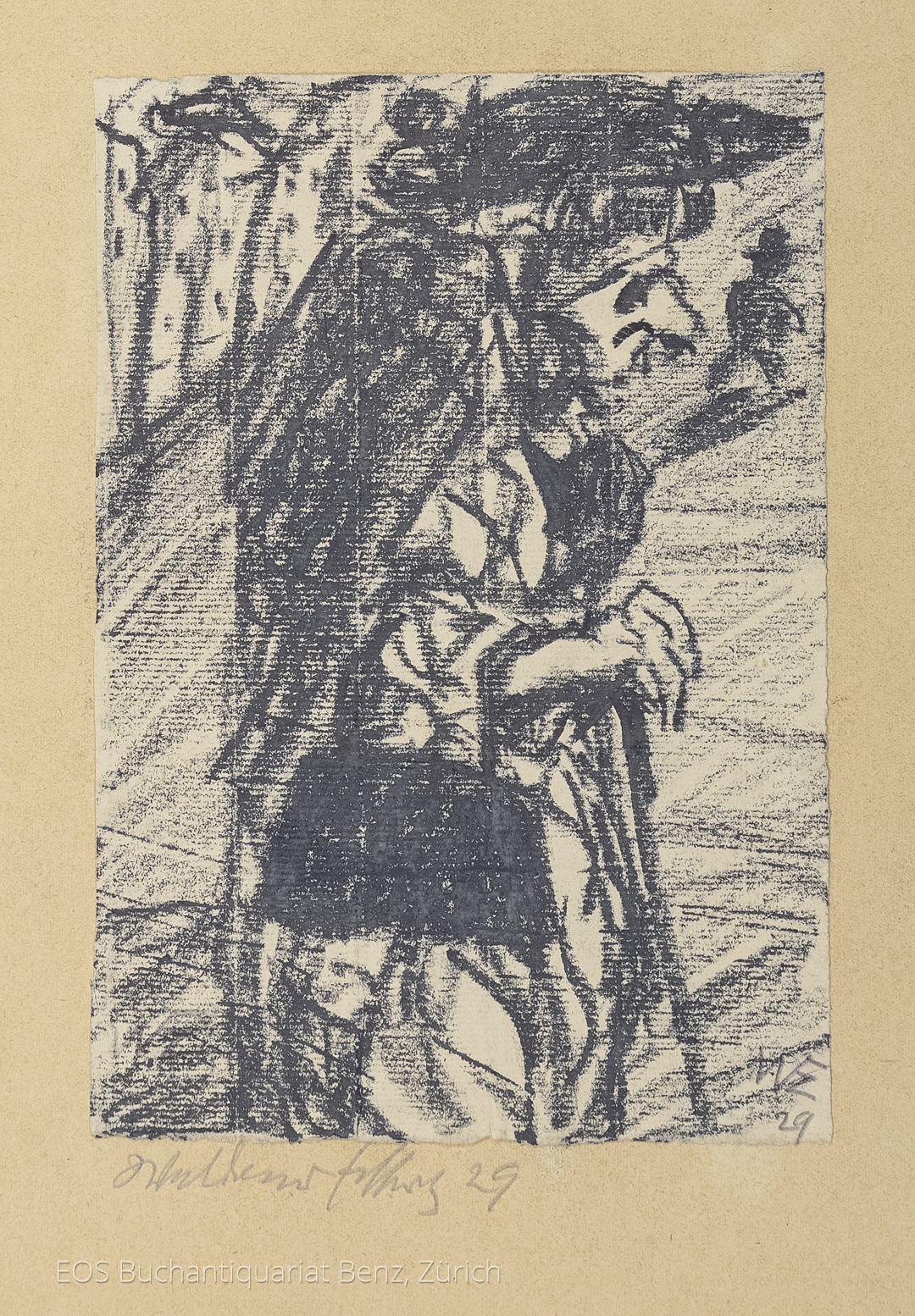 Eckertz, Waldemar (1878–1947): - Frau mit Stock.