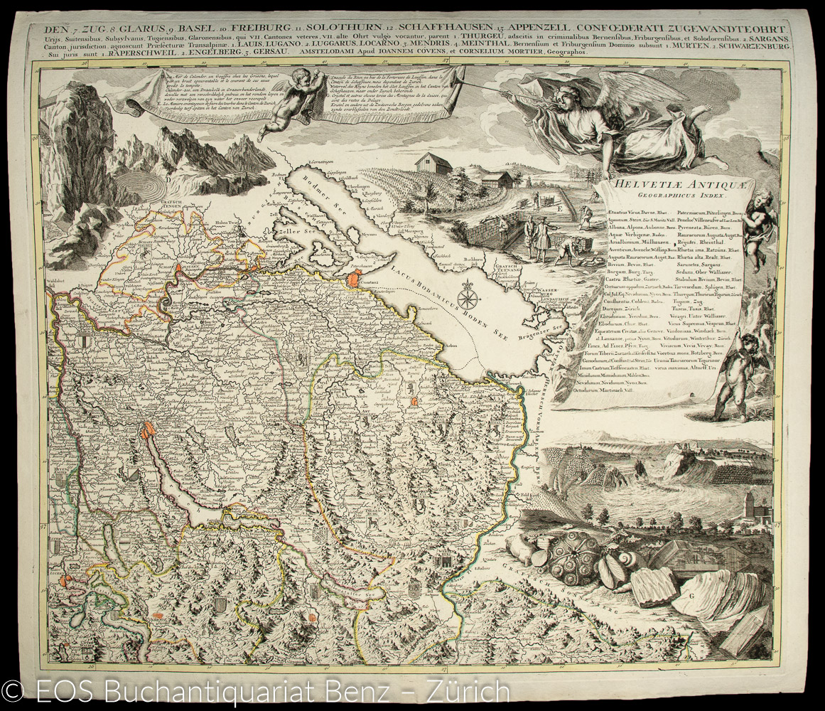 Scheuchzer, Johann Jakob (1672–1733): Nouvelle Carte de la Suisse Divisée en ses Treize Cantons ses Alliez et ses sujets. – Bild 3