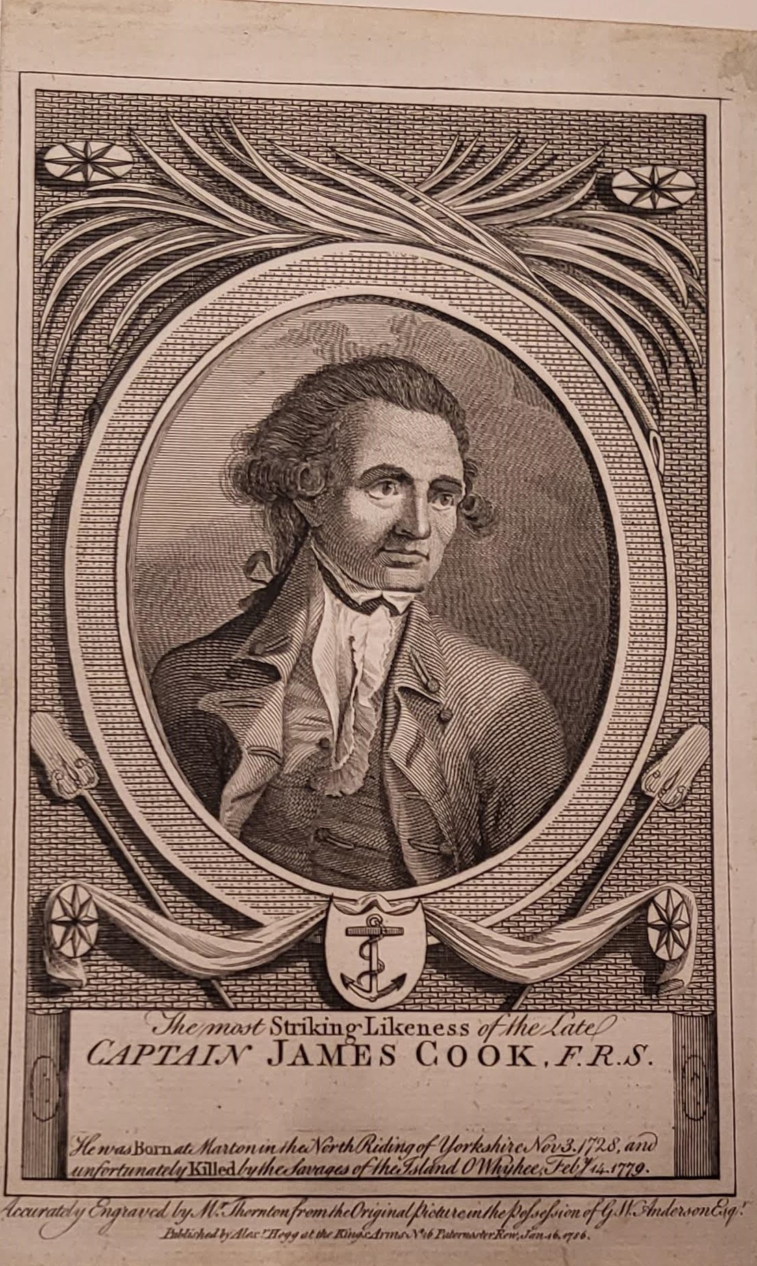 Cook, James (1728-1779). - The most striking Likeness of the Late Captain Cook. F.R.S.