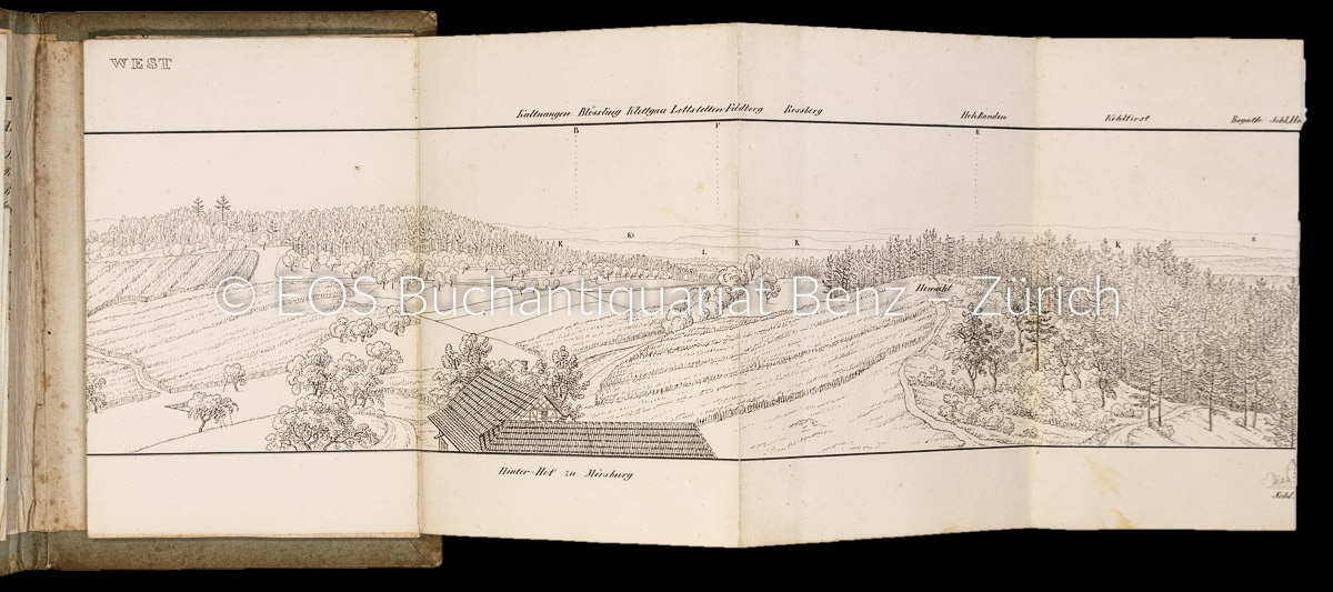 Labhardt, Emanuel: Panorama vom Schloss Mörsburg bey Winterthur. Nach der Natur und auf Stein gezeichnet von Emanuel Labhart. – Gebirgs-Karte zum Panorama von Mörsburg gezeichnet von Johann Ulrich Wurster. - Image 2