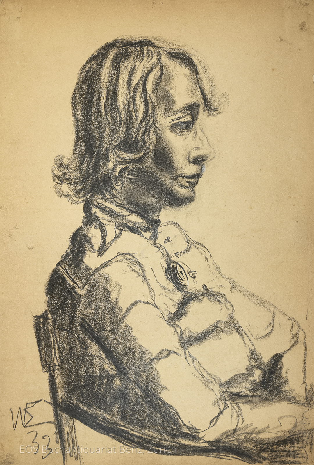 Eckertz, Waldemar (1878–1947): - Porträt «Rita» sitzend.