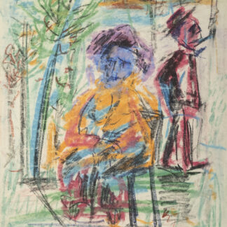 Eckertz, Waldemar (1878–1947): - Frau sitzend , Mann mit Zigarre im Hintergrund.