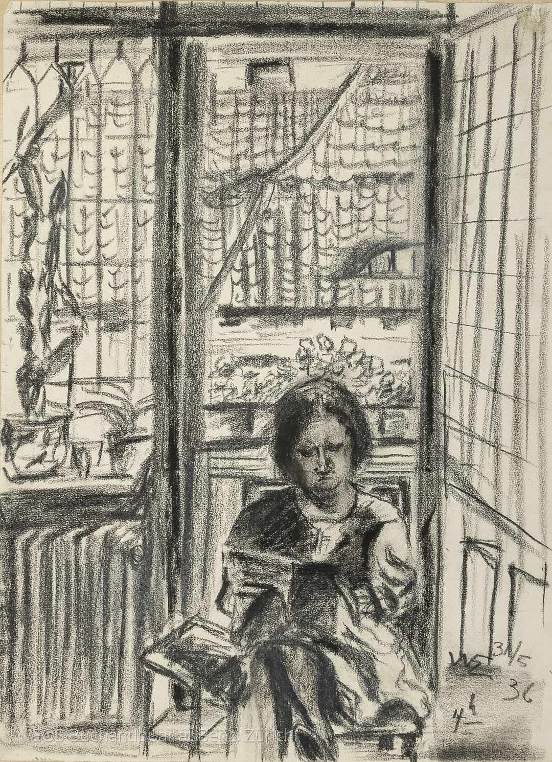 Eckertz, Waldemar (1878–1947): - Lotte Eckertz, lesend.