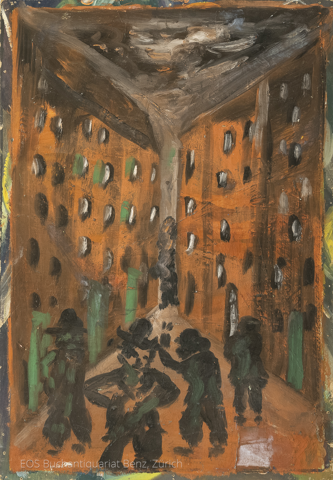 Eckertz, Waldemar (1878–1947): - Häuser und Menschen auf der Strasse.