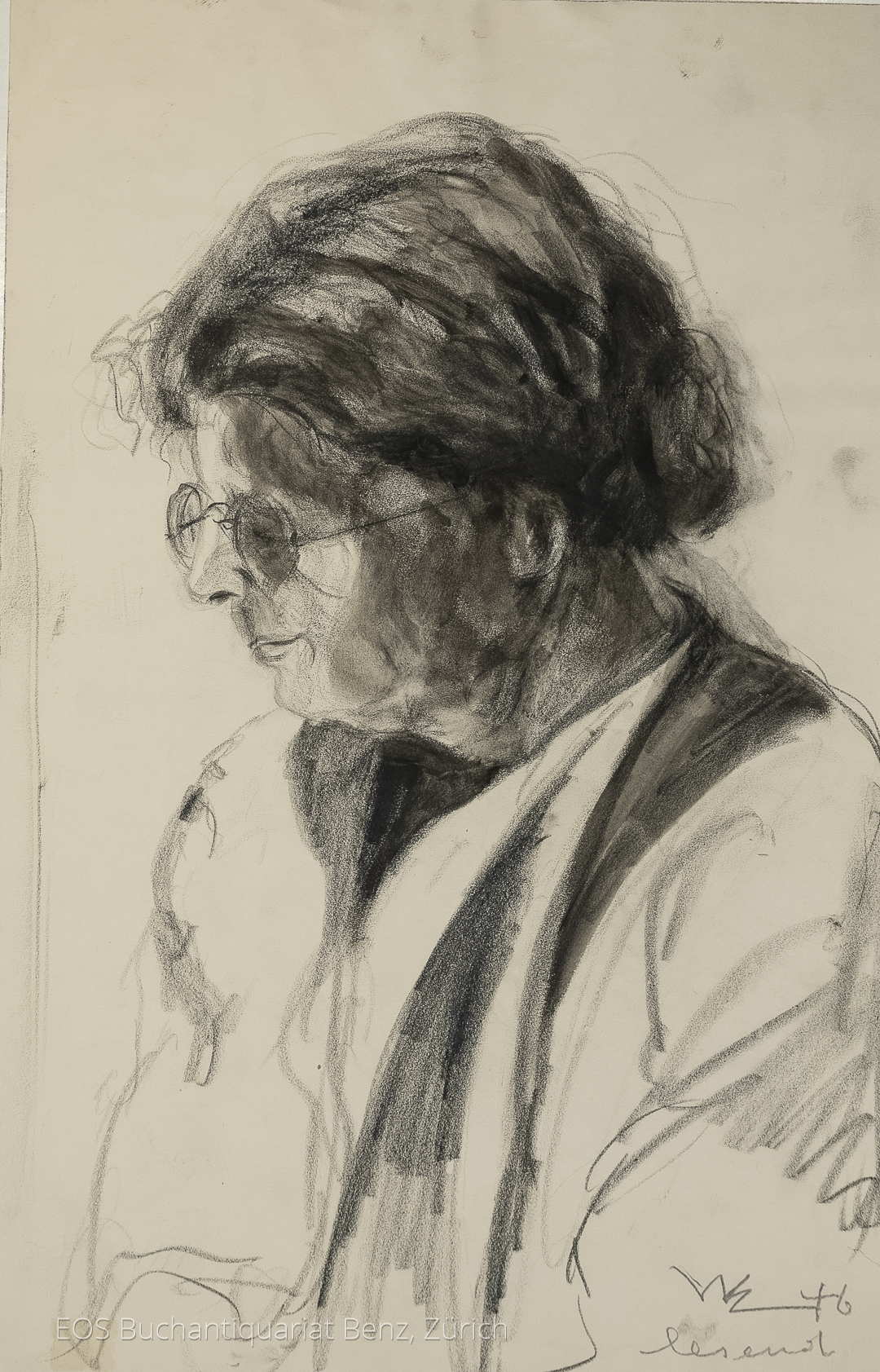 Eckertz, Waldemar (1878–1947): - Porträt Charlotte Eckertz lesend