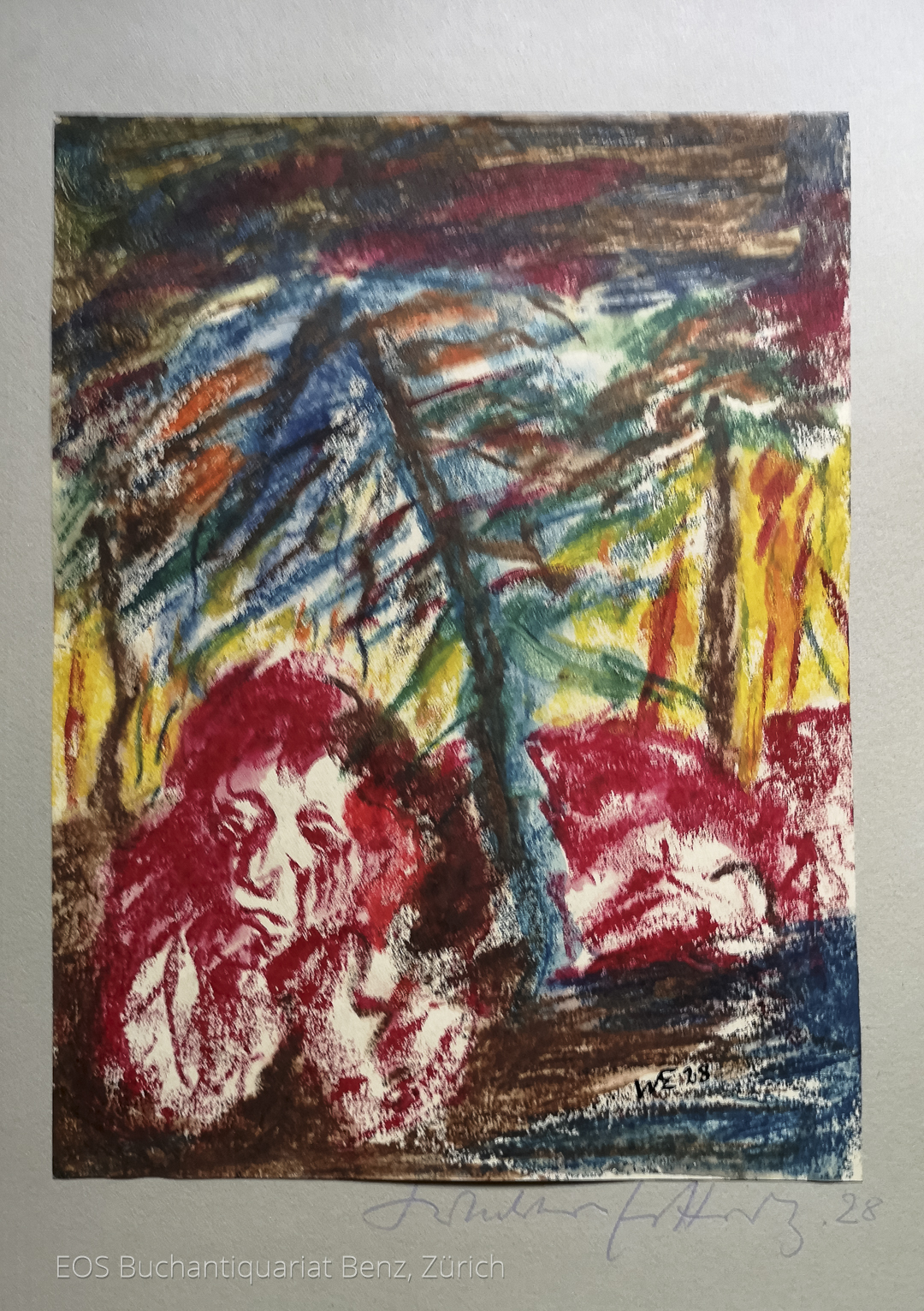 Eckertz, Waldemar (1878–1947): - Wald mit liegendem Mann.