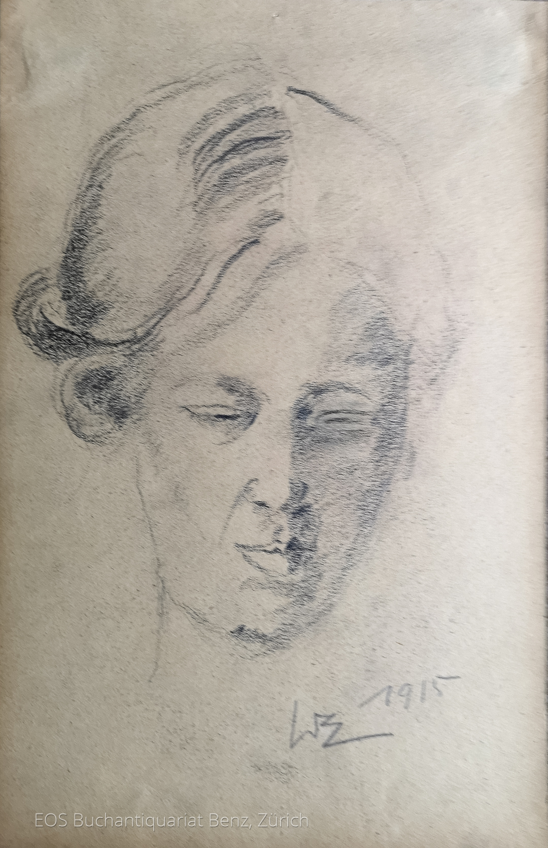 Eckertz, Waldemar (1878–1947): - Porträt eines Frauenkopfes.