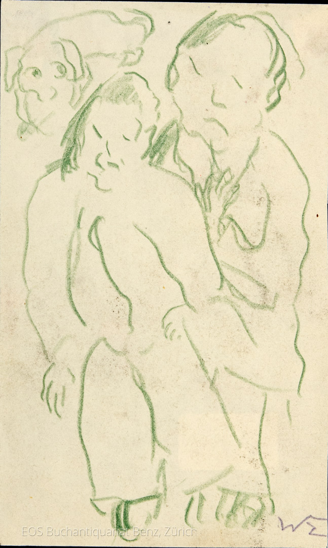 Eckertz, Waldemar (1878–1947): - Zwei Menschen und ein Hund.