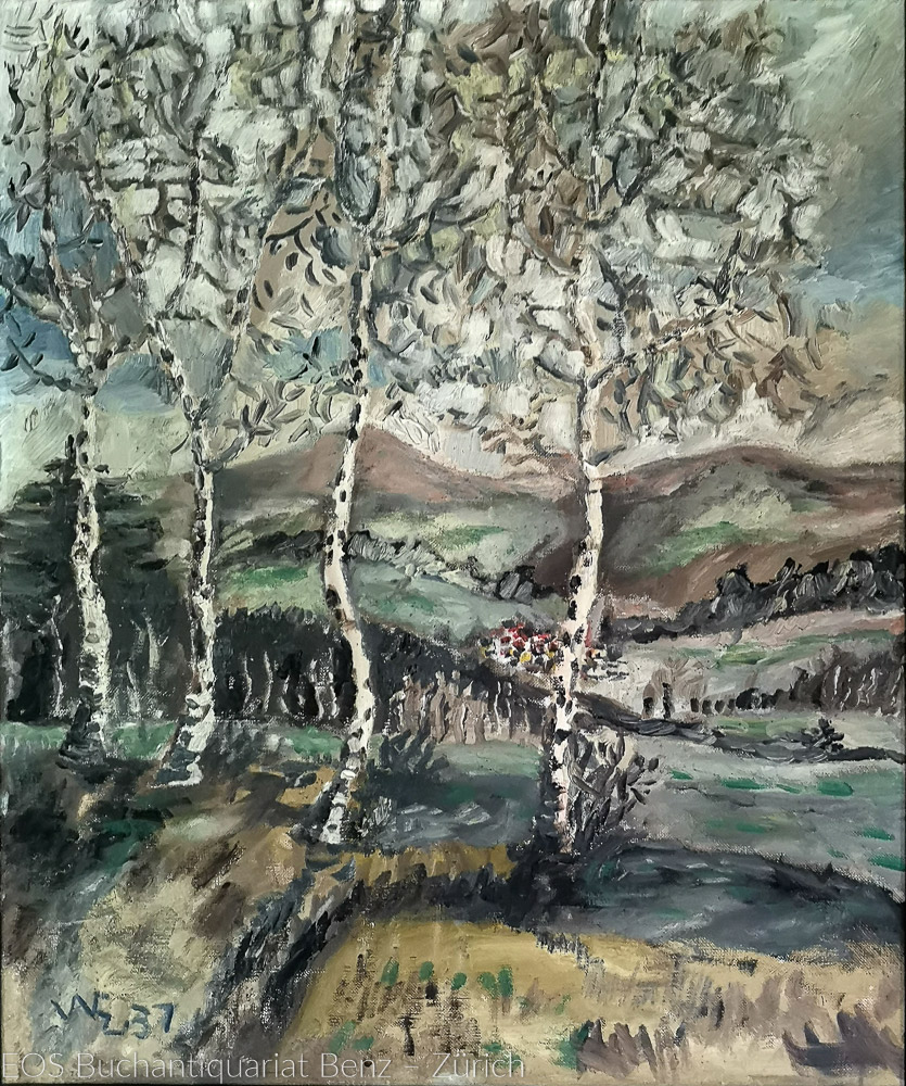 Eckertz, Waldemar (1878–1947): - (Landschaft mit vier Birken).