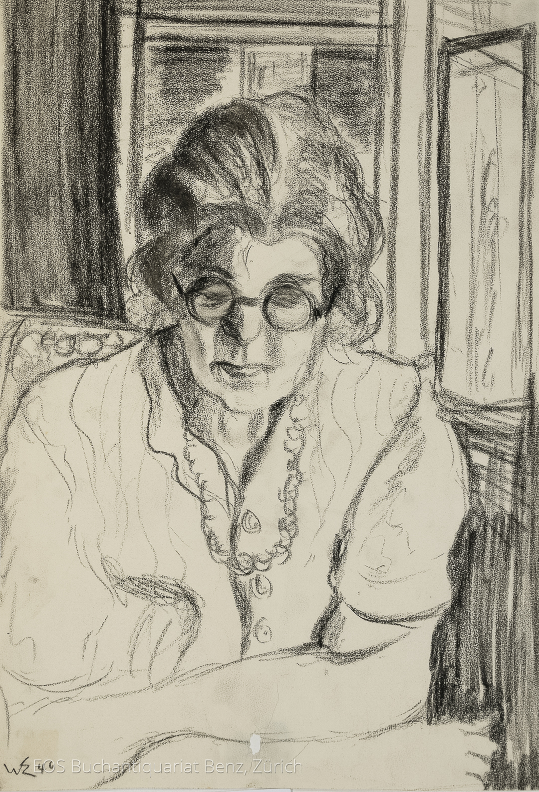 Eckertz, Waldemar (1878–1947): - Porträt Charlotte Eckertz sitzend.