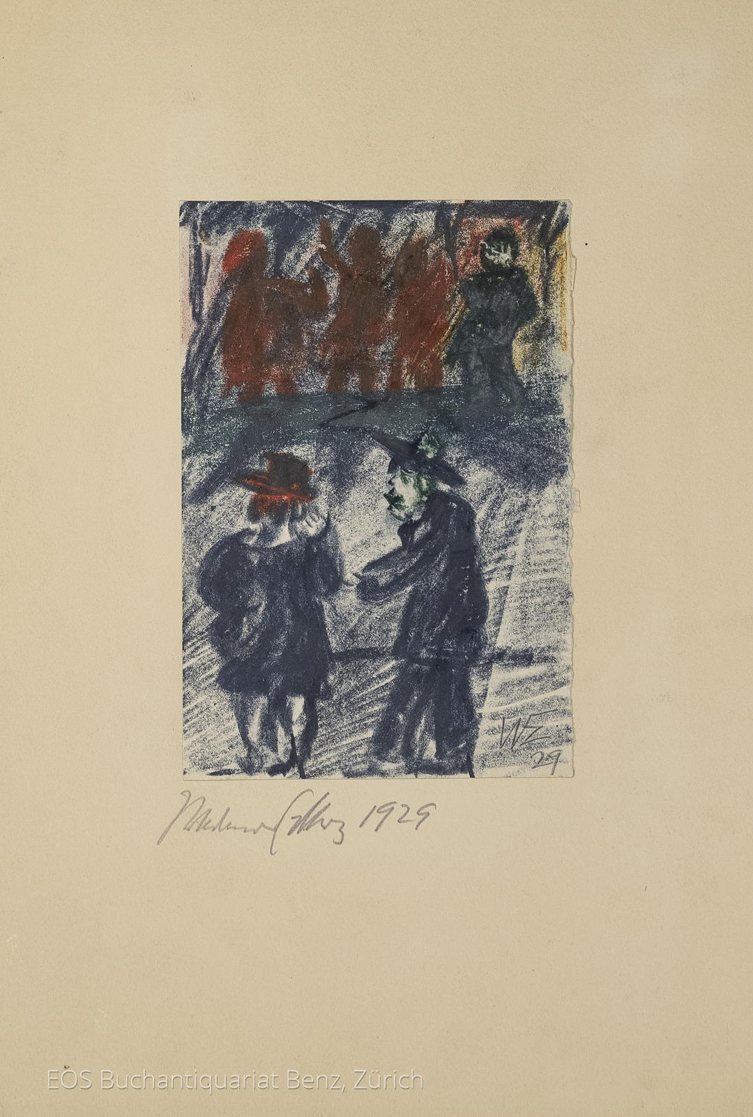 Eckertz, Waldemar (1878–1947): - Mann und Frau im Vordergrund – Menschen im Hintergrund.