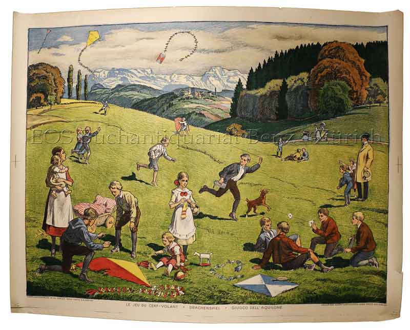 - Drachenspiel. - Le jeu du cerf-volant. - Giuoco dell'aquilone.