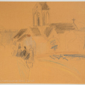 Baumberger, Otto (1889-1961): - Kirche mit 4 Personen im Vordergrund.