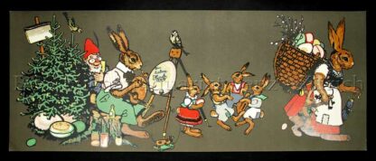 Anonym: - Ostern - Der Osterhase malt Eier im Walde. Die Osterhasen-Frau vertreilt die farbigen Eier.