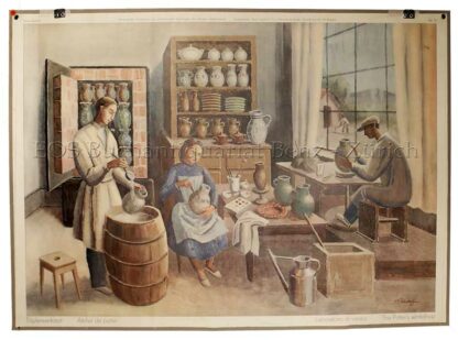 Bischoff, Henry (1882-1951): - Töpferwerkstatt - Atelier de potier - Laboratorio di vasaio - The Potter's workshop.