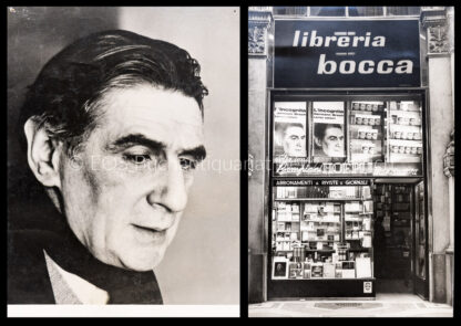 Broch, Hermann (1886-1951): - Portrait-Fotografie und 4 Fotografien des Schaufensters "Hoepli Milano".