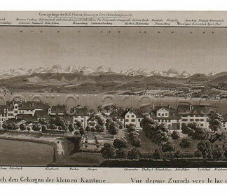 Schmid, Franz (1796-1851): - Aussicht von Zürich über den See nach den Gebirgen der kleinen Kantone. – Vue depuis Zurich vers le lac et les montagnes de petits Cantons.