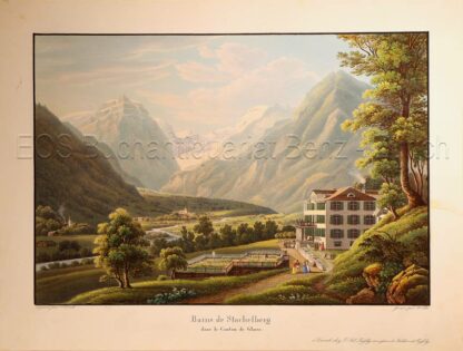 Corrodi, Salomon (1810-1892): - Bains de Stachelberg dans le Canton de Glaris.