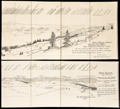 Jacot-Guillarmod, Charles (1868–1925): - Mont Racine 1442 m. Panorama du Jura. – Panorama des Alpes.
