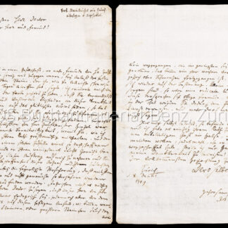 Steinbrüchel, Johann Jakob. (1729 – 1796). - Origineller Brief an einen Arzt wegen dessen Brod- und Wasserkur gegen den "reissenden Stein", der den Zunftmeister Hans Conrad Hirzel getroffen hat.