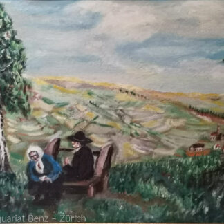 Eckertz, Waldemar (1878–1947): - Landschaft, im Vordergrund zwei Menschen auf einer Bank.